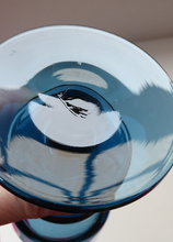 Load image into Gallery viewer, Stylish 1970s SHERINGHAM WEDGWOOD GLASS Blue Candlestick by Stennett-Wilson. 5 inches High
