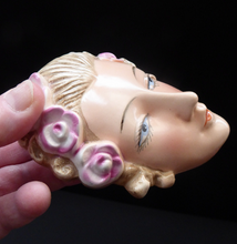 Load image into Gallery viewer, Goebel Wall Mask Miniature Size Lady with Pink Flowers in her Hair
