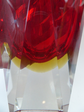 Load image into Gallery viewer, Vintage MURANO Mandruzzato Sommerso Facet Cut Block Vase
