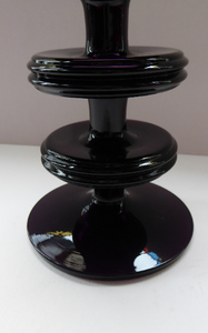 Stylish 1970s SHERINGHAM WEDGWOOD GLASS Purple Candlestick by Stennett-Wilson. 5 inches High
