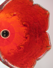 Load image into Gallery viewer, 1950s Scottish VASART Glass Tulip Lamp in Swirly Scarlet Red and Black Shades. WORKING
