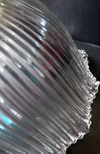 Load image into Gallery viewer, ANTIQUE Edwardian HOLOPHANE Style Ribbed Glass Lamp Shade with Brass Hanging Fitment
