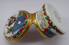 Load image into Gallery viewer, 1990 Halcyon Days Enamels Christmas Box. Good King Wenceslas. Excellent Vintage Condition
