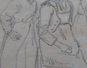 19th Century Pencil Drawing by Wolfgang Adam TOEPFFER (1766 - 1847) Switzerland. Sheet of Figure Studies