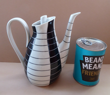 Load image into Gallery viewer, 1950s Polish Porcelain Coffee Set by Marian Pasich for Chodziez. Stylish and Extremely Rare Black and White Stripes Set
