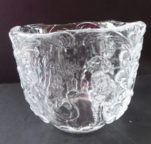 Load image into Gallery viewer, Vintage KOSTA BODA Crystal Glass Christmas Skal Bowl by Artiste Kjell Engman with Swedish Folklore Pattern
