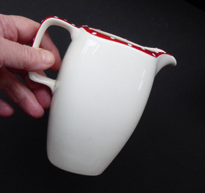 1950s MIDWINTER Red Domino Large Milk Jug or Pitcher. Designed by Jessie Tait