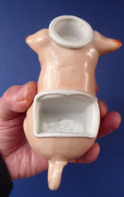 Load image into Gallery viewer, 1910s Novelty Inkwell &amp; Stamp Wetter. Strange Pink Pig Model. Antique GERMAN PORCELAIN

