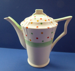 ART DECO Tams Ware Pottery Rainbow Polka Dots Complete Coffee Set. Extremely Rare