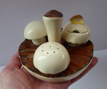 Load image into Gallery viewer, CARLTON WARE Vintage 1960s Cruet Set Representing Button Mushrooms on Flat Mushroom Base
