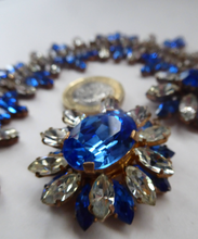 Load image into Gallery viewer, 1950s Vintage Hollywood Style Diamante Faux Sapphire Necklace
