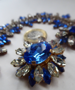 1950s Vintage Hollywood Style Diamante Faux Sapphire Necklace