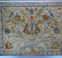 Load image into Gallery viewer, Antique 1930s Sewing Box with Original Folk Art Pen and Ink Decorations
