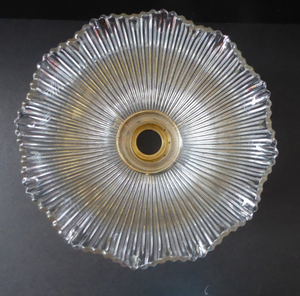 ANTIQUE Edwardian HOLOPHANE Style Ribbed Glass Lamp Shade 