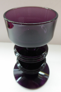 Stylish 1970s SHERINGHAM WEDGWOOD GLASS Purple Candlestick by Stennett-Wilson. 5 inches High
