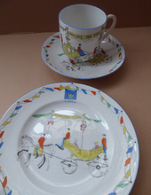 Load image into Gallery viewer, ROYAL COMMEMORATIVE 1937. Rare &amp; Unusual Foley Bone China Trio to Celebrate the Coronation of George VI
