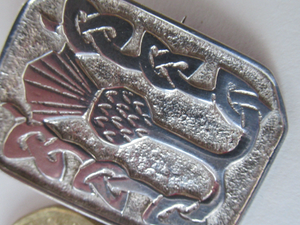 Vintage Scottish Silver Brooch with Thistle and Knotwork