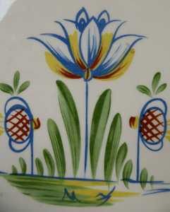 1950s BRISTOL POTTERY Kitchen Canister or Storage Jar. Vintage Old Delft Tulip Design with Carrying Handle. No Lettering