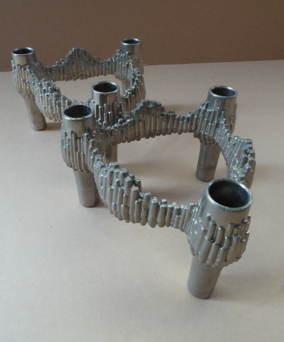 PAIR of Vintage 1970s VARIOMASTER QUIST Stackable German Nickel Plated Candle Holders