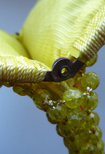 Load image into Gallery viewer, GOOD QUALITY Vintage 1960s Yellow Coloured Beaded Evening Bag - with Fine Gold Tone Clasp and Pair of Beaded Handles

