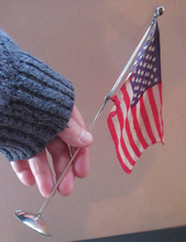 Load image into Gallery viewer, Vintage Leonore Doskow Hand Made Silver Flag Pole for a Desk
