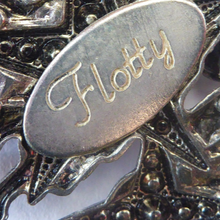 Load image into Gallery viewer, DESIGNER JEWELLERY. 1980s Vintage FLOTTY Bijoux Necklace - with oodles of diamante and cut black glass stones
