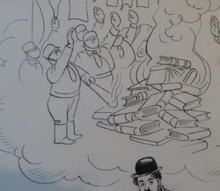 Load image into Gallery viewer, Original Pen Cartoon for Sale by Sidney Strube. Charlie Chapin as the Great Dictator
