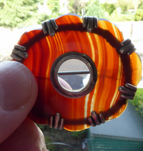 Load image into Gallery viewer, SCOTTISH SILVER. Victorian Striped SLAB Agate Brooch with Silver Settings
