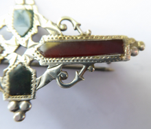 Load image into Gallery viewer, SCOTTISH SILVER: Delicated 1905 Edwardian Adie &amp; Lovekin Ltd Brooch Inset with Agates
