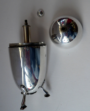 Load image into Gallery viewer, 1930s ART DECO Elkington Silver Plate Sugar Dispenser. Takes the Shape of a Large Shiny Egg with Tripod Feet
