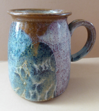Load image into Gallery viewer, British STUDIO POTTERY. Large Mug with Abstract Floral Motifs. Crich Pottery (Diana Worthy)
