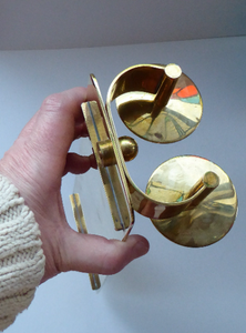 1960s Danish Dantorp Polished Brass Double Candle Wall Sconce