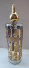 Load image into Gallery viewer, 1960s Glass SCOTCH Whisky Decanter. With Bulbous Gold Tone Pourer and Geometric Mirrored Gold Decorations
