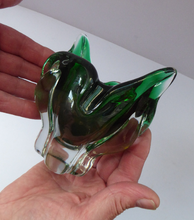 Load image into Gallery viewer, HOSPODKA STYLE; Made in Czechoslovakia Label. Fine Chunky 1960s Green and Yellow Cased Glass Bowl
