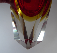 Load image into Gallery viewer, Vintage MURANO Mandruzzato Sommerso Facet Cut Block Vase
