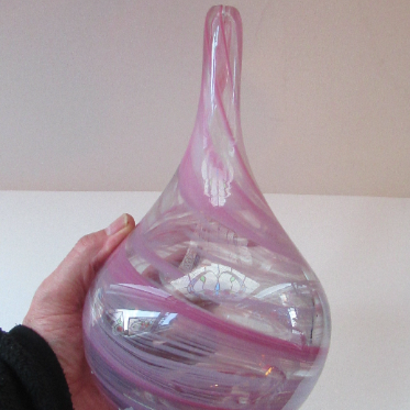 Vintage Mdina Glass ONION Shape Glass Vase Pink Colour 