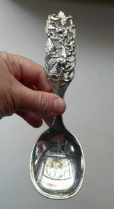Vintage NORWEGIAN SILVER 830s Brodrene Lohne ELVESTER Small Serving Spoon; c 1900s Rare Scandinavian Silverware