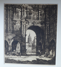 Load image into Gallery viewer, Sidney Tushingham (1884-1968). Pencil Signed Drypoint Etching.  Plaza del Corrillo, Salamanca in Spain. Framed and in excellent condition

