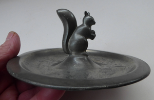 1930s JUST ANDERSEN Danish Pewter Dish with Finely Modelled Squirrel Centrepiece