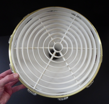 Load image into Gallery viewer, Carl Fagerlund. SWEDISH 1960s Gold Tone Pendant Lampshade with Clear Glass Inclusions and Original Diffuser Below
