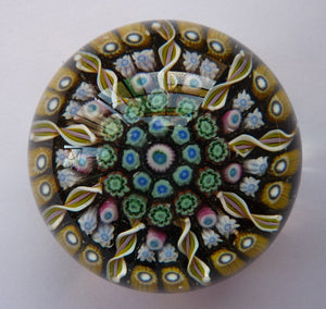 Gorgeous Colours. Scottish Glass - Strathearn Millefiori Canes and Latticino Nine Spoke Paperweight