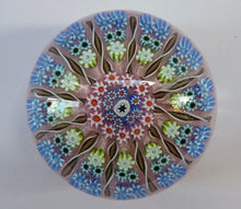 Load image into Gallery viewer, Gorgeous Colours. Scottish Glass - Strathearn / Perthshire Millefiori Canes and Latticino Twelve Spoke Paperweight
