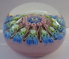 Load image into Gallery viewer, Gorgeous Colours. Scottish Glass - Strathearn / Perthshire Millefiori Canes and Latticino Twelve Spoke Paperweight
