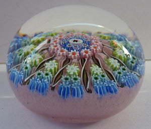 Gorgeous Colours. Scottish Glass - Strathearn / Perthshire Millefiori Canes and Latticino Twelve Spoke Paperweight