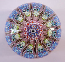 Load image into Gallery viewer, Gorgeous Colours. Scottish Glass - Strathearn / Perthshire Millefiori Canes and Latticino Twelve Spoke Paperweight
