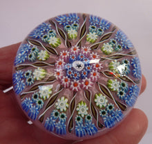 Load image into Gallery viewer, Gorgeous Colours. Scottish Glass - Strathearn / Perthshire Millefiori Canes and Latticino Twelve Spoke Paperweight
