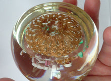 Load image into Gallery viewer, Vintage Murano Italian Glass Paperweight with Gold Aventurine and Millefiori
