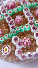 Load image into Gallery viewer, Vintage Murano Italian Glass Paperweight with Gold Aventurine and Millefiori
