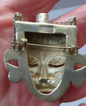 Load image into Gallery viewer, Vintage MEXICAN Taxco SILVER Mayan / Aztec Brooch PLUS Matching Screw On Earrings
