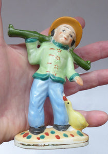 1960s Salt and Pepper Set or Cruet; Taking the Form of a Chinese Man Carrying Baskets on a Pole